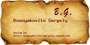 Bosnyakovits Gergely névjegykártya